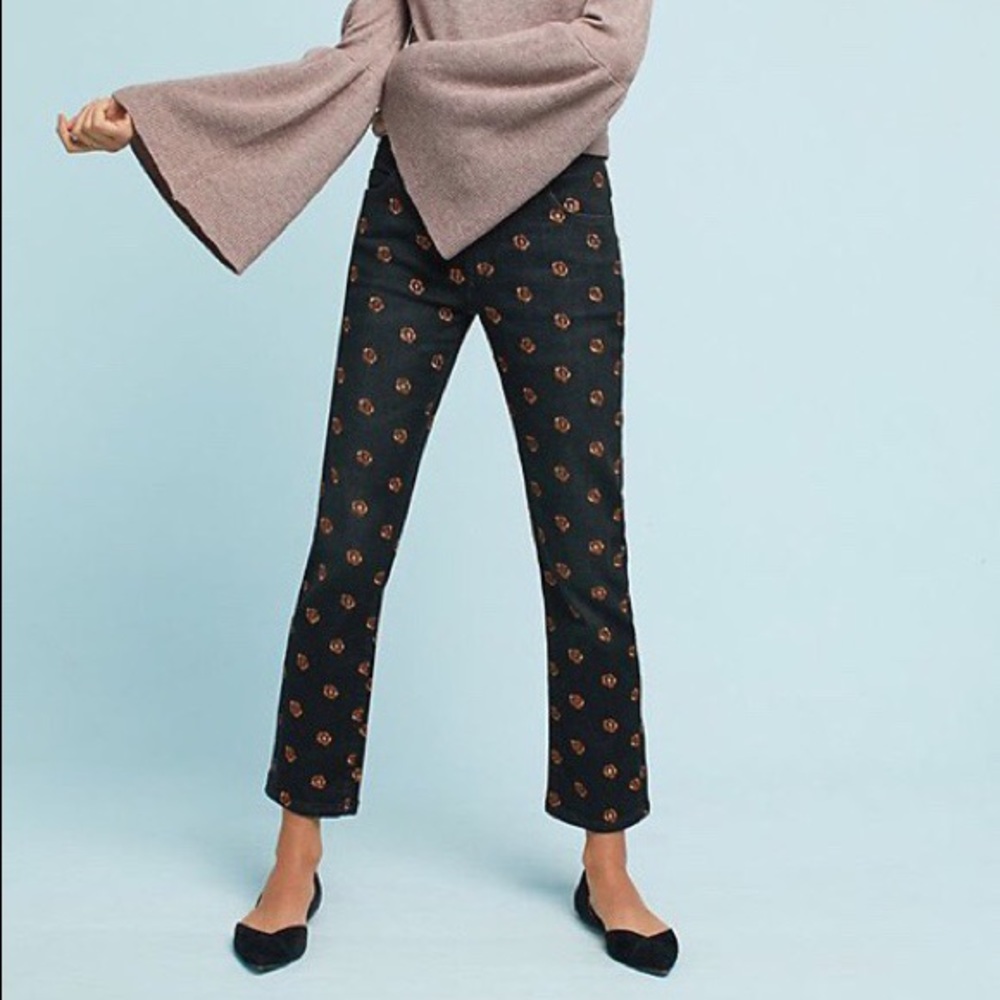 Anthropologie Black Embroidered Jeans size 30